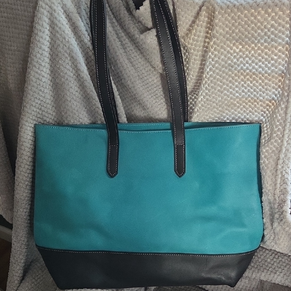 Teal and Black Women's Tote Bag - Picture 2 of 4